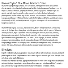 Load image into Gallery viewer, List of ingredients in Kavana's Phyto-5 Blue Moon Rich Night Cream This luscious, rich blue tinted cream, goes on smooth, to calm irritated skin, inflammation, and deeply hydrate. Pictured here, in the frosted glass jar, with sbrushed silver cap, a 30ml/ 1 oz. size travel jar of this precious night cream. Perfect for sensitive skin, acne or redness or rosacea prone skin, and especially perfect for dry, winter skincare.