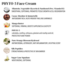 Load image into Gallery viewer, Phyto-5 Face Cream: Natural Moisturizer with Cacao Absolute & Imortelle (Helichrysum italicum) and Silk peptides.