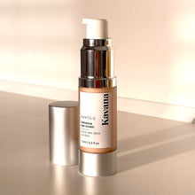 Load image into Gallery viewer, Powered by Kavana's Phyto-5 complexe of calendaula, comfrey, echinacea, plantain and rosehip seed oil macerated in Sunflower oil, along with green coffee extract and Hyaluronic acid, this eye cream helps keep skin supple, and not puffy. The slight mica, lends a shimmering luminosity to the eye area.