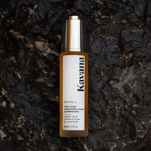 Load image into Gallery viewer, A non-toxic, all natural, plant based, rich, comforting, cocoa and immortelle nectar or face oil for day and night use, helps calm the look of inflammation and redness, and leaves mature and sensitive skin with a velvety soft finish. KAVANA's Phyto 5 complexe of healing and protective plants along with powerful botanical oils and ess oils, rich in anti oxidants, intensely nurture skin.