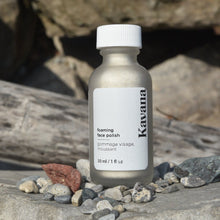 Load image into Gallery viewer, Don't go a day without this facial in a bottle. Buff dull, dry skin away with this all natural, safe exfoliating face polish. NO AHA's or BHA's, only safe, gentle, natural ingredients, including clays, rice powder, maple sugar, volcanic pumice stone for an almost microdermabrasion feel. Simply mix  capful with water in your hand and apply to skin with a circular motion. Rinse off and get softer skin today!