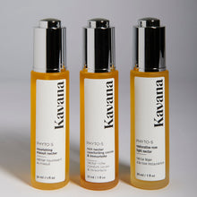 Load image into Gallery viewer, A non-toxic, all natural, plant based, rich, comforting, cocoa and immortelle nectar or face oil for day and night use, helps calm the look of inflammation and redness, and leaves mature and sensitive skin with a velvety soft finish. KAVANA's Phyto 5 complexe of healing and protective plants along with powerful botanical oils and ess oils, rich in anti oxidants, intensely nurture skin.
