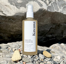Load image into Gallery viewer, Kavana Niaouli Calm mattifying Face mist with 2% Hyaluronic Acid, Persian Musk Willow water, Irish Sea moss (red algae) extract and willow bark extract is perfect for oily, acne prone and sensitive skin that needs mattifying. Bottle is frosted glass, 120 ml in size and white spritzer and white label with black writing. Also pictured, Kavana's Phyto-5 Nourishing Niaouli Nectar, which is excellent for acne, oily and sensitive skin.