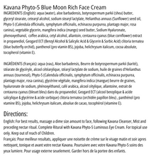 Load image into Gallery viewer, List of ingredients in Kavana&#39;s Phyto-5 Blue Moon Rich Night Cream This luscious, rich blue tinted cream, goes on smooth, to calm irritated skin, inflammation, and deeply hydrate. Pictured here, in the frosted glass jar, with sbrushed silver cap, a 30ml/ 1 oz. size travel jar of this precious night cream. Perfect for sensitive skin, acne or redness or rosacea prone skin, and especially perfect for dry, winter skincare.
