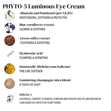 Load image into Gallery viewer, Phyto-5 Luminous Eye Cream: Brightening Eye Cream with Blur Corrnflower, Green Coffee, Hyaluronic Acid and light reflecting mica blend.
