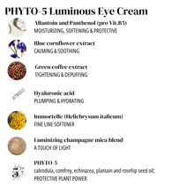 Load image into Gallery viewer, Phyto-5 Luminous Eye Cream: Brightening Eye Cream with Blur Corrnflower, Green Coffee, Hyaluronic Acid and light reflecting mica blend.
