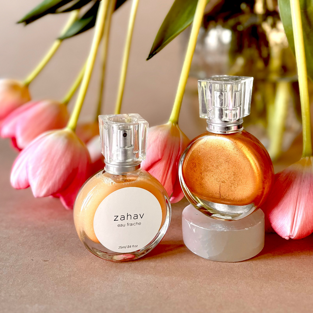 Zahav: Eau Fraiche- Golden neroli shimmer spray, for hair and body.
