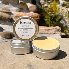 Load image into Gallery viewer, KAVANA&#39;s Phyto-5 Eczema balm helps you get relief from your eczema symptoms. Powered by KAVANA&#39;s signature blend of Phyto-5, five healing plants including Rosehip seed oil, Calendula, Plantain, Echinacea, Comfrey to heal and protect skin, it also has marshmallow root, non-nano zinc oxide, Neem oil, Sea bBuckthorn seed oil and Yarrow to calm inflamed skin.
