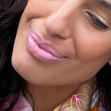 Load image into Gallery viewer, Model Kristel is seen wearing Valentine- a sheer golden lilac hue, perfect every day nude lip tint.
