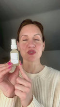 Load and play video in Gallery viewer, Woman applies Kavana&#39;s liquid moisturizing, non-toxic, flower powered, hormone safe Reviving Rose Glow mist before applying her moisturizer (Kavana&#39;s Phyto-5 Face Cream).
