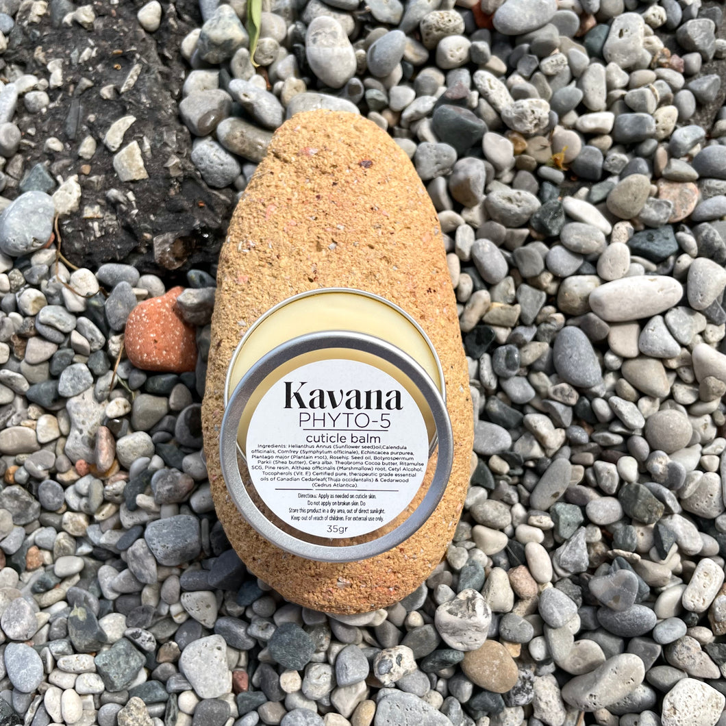 After spraying with Kavana's Mudra Mist to keep hands fresh and clean, massage Kavana's Phyto-5 Cuticle Balm and Phyto-5 Hand Heroine: Hydrating Hand Cream for a perfect mani/ pedi. Classic, plant-powered with the finest local ingredients. 