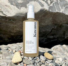 Load image into Gallery viewer, Kavana Niaouli Calm mattifying Face mist with 2% Hyaluronic Acid, Persian Musk Willow water, Irish Sea moss (red algae) extract and willow bark extract is perfect for oily, acne prone and sensitive skin that needs mattifying. Bottle is frosted glass, 120 ml in size and white spritzer and white label with black writing. Also pictured, Kavana&#39;s Phyto-5 Nourishing Niaouli Nectar, which is excellent for acne, oily and sensitive skin.
