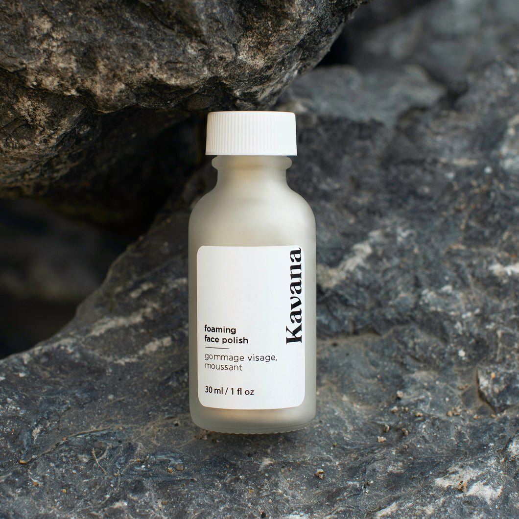 Don't go a day without this facial in a bottle. Buff dull, dry skin away with this all natural, safe exfoliating face polish. NO AHA's or BHA's, only safe, gentle, natural ingredients, including clays, rice powder, maple sugar, volcanic pumice stone for an almost microdermabrasion feel. Simply mix  capful with water in your hand and apply to skin with a circular motion. Rinse off and get softer skin today!